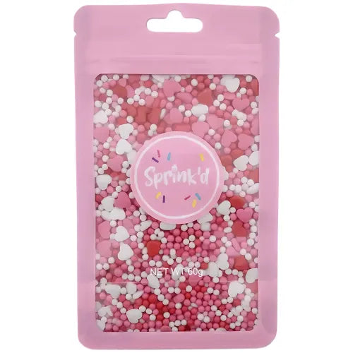 SPRINK'D | PINK/RED/WHITE MIX | HEARTS/2MM SUGAR BALLS | 60G