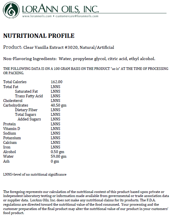 Lorann Clear Vanilla Extract Double Strength (Imitation) 60ml