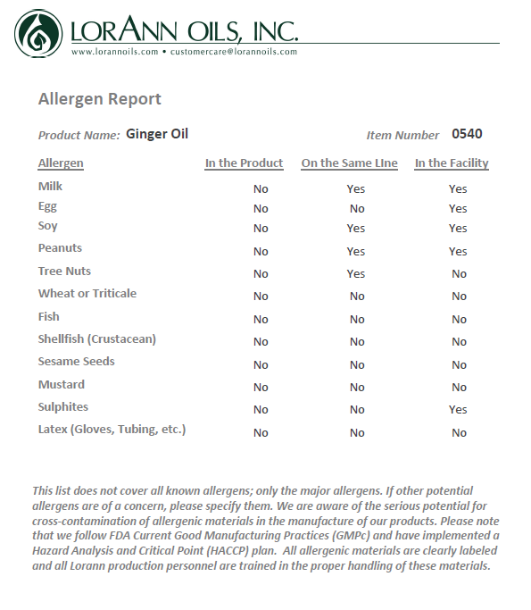 LorAnn Oils Ginger Oil Natural Flavouring 1oz (8 dram)