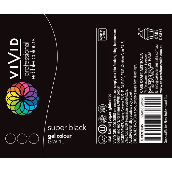 BULK Vivid Gel Colour Super Black 1 LITRE