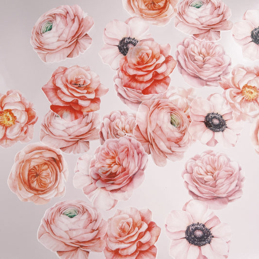 Edible Wafer Cake Cupcake Topper | Wafer Paper Signature Blush Florals Flowers - Set of 24
