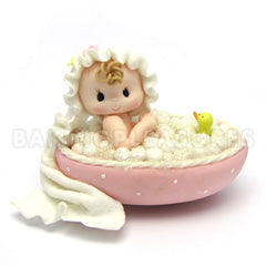 Baby in Tub Pink Porcelain Topper