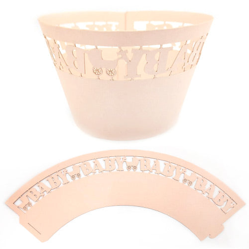 Baby Pearl Rose Pink Lace Cupcake Wrappers 12pcs