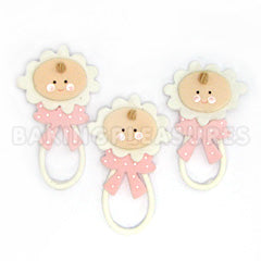 Baby Rattles Pink Porcelain Toppers 3pcs