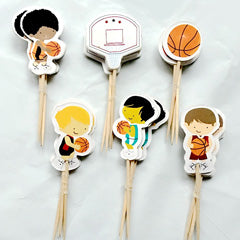 Basketball Paper Cupcake Picks 24pcs