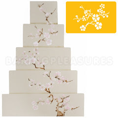 Blooming Cherry Tree Tier Cake Stencil #2