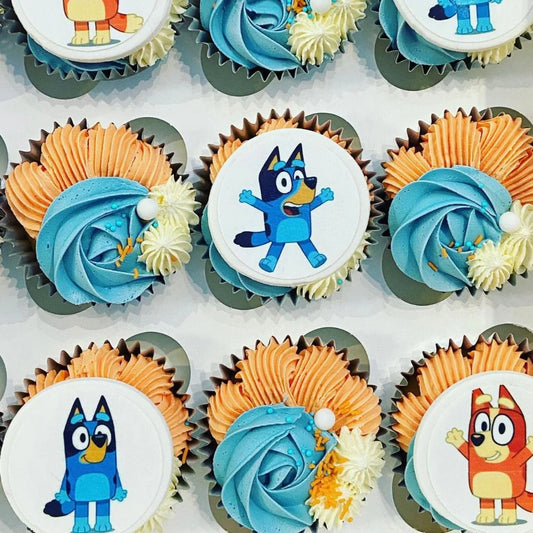 2"/ 5 cm Cupcake Edible Icing Image - Blue Dog