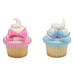 Bow and Mustache Cupcake Rings 12pcs