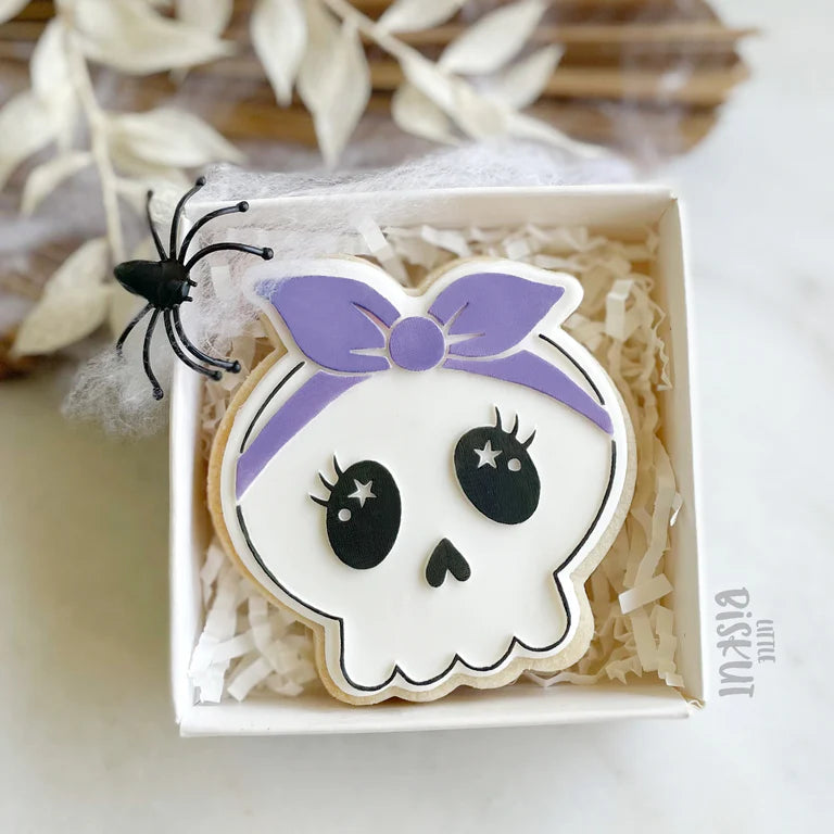 Skull with Bow Cutter & Debosser Set (Little Biskut) - Large