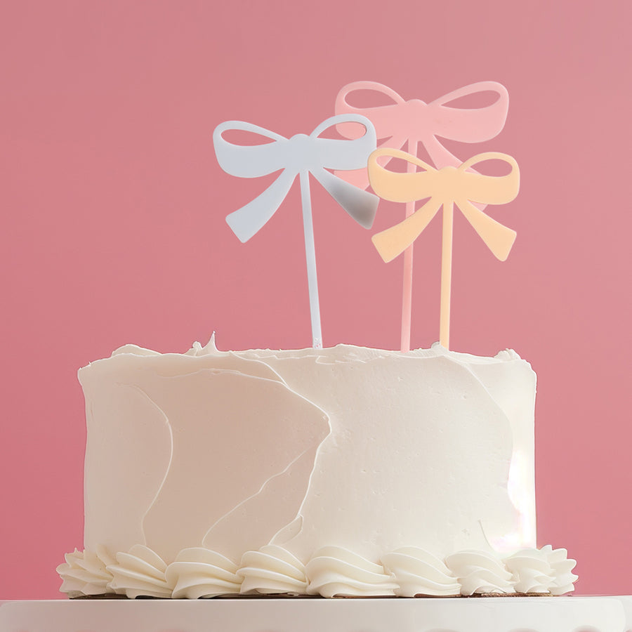 Milkshake Mixed Pastel Bows Cake Topper 3 pack