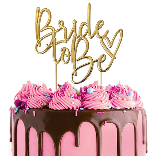 Bride To Be Gold Metal Cake Topper