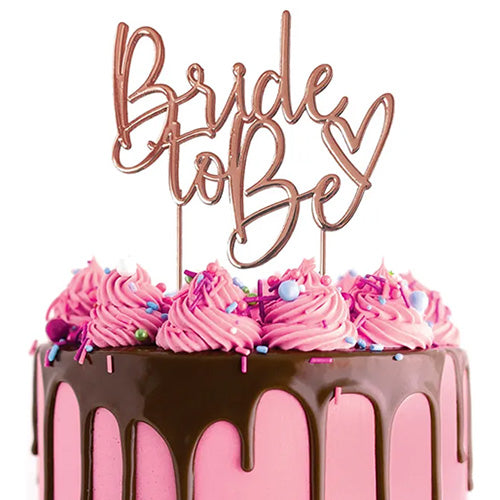 Bride To Be Rose Gold Metal Cake Topper