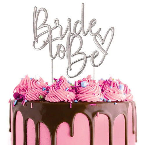 Bride To Be Silver Metal Cake Topper