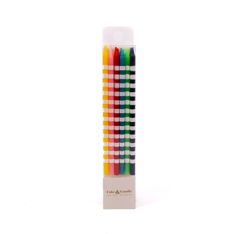 BRIGHT STRIPED Cake Candles (Pack of 12)