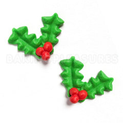 BULK Christmas Holly & Berries Edible Cupcake Toppers 250pcs