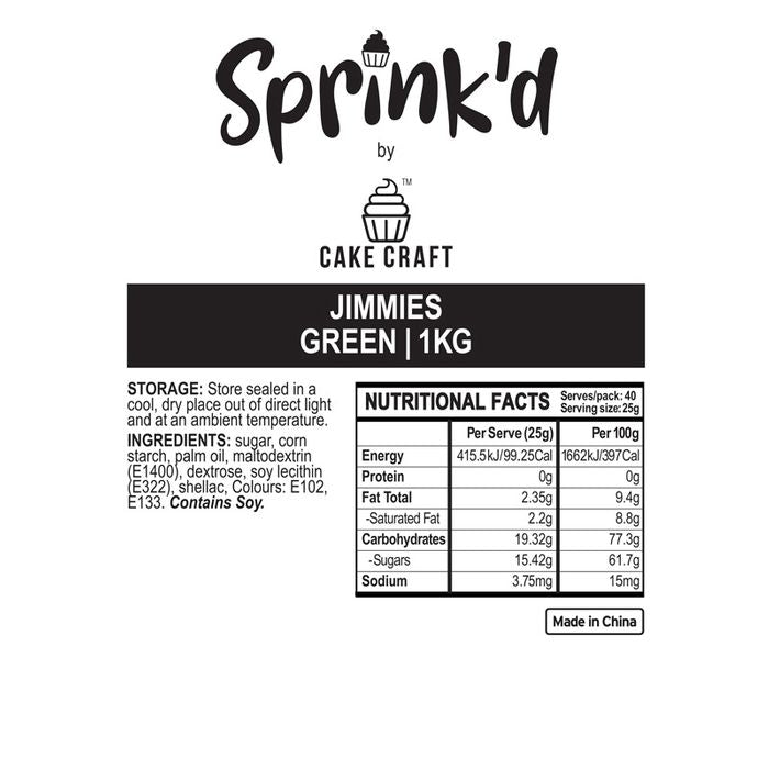 BULK Sprinkd Green Jimmies Sprinkles 1kg