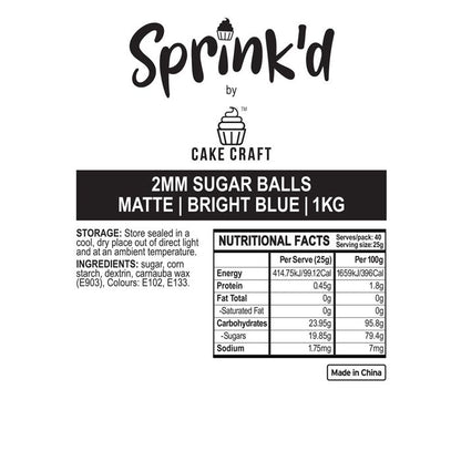 BULK Sprinkd Blue Nonpareils 2mm Sprinkles 1kg
