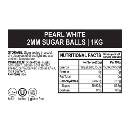BULK Sprinkd Pearl White Nonpareils 2mm Sprinkles 1kg