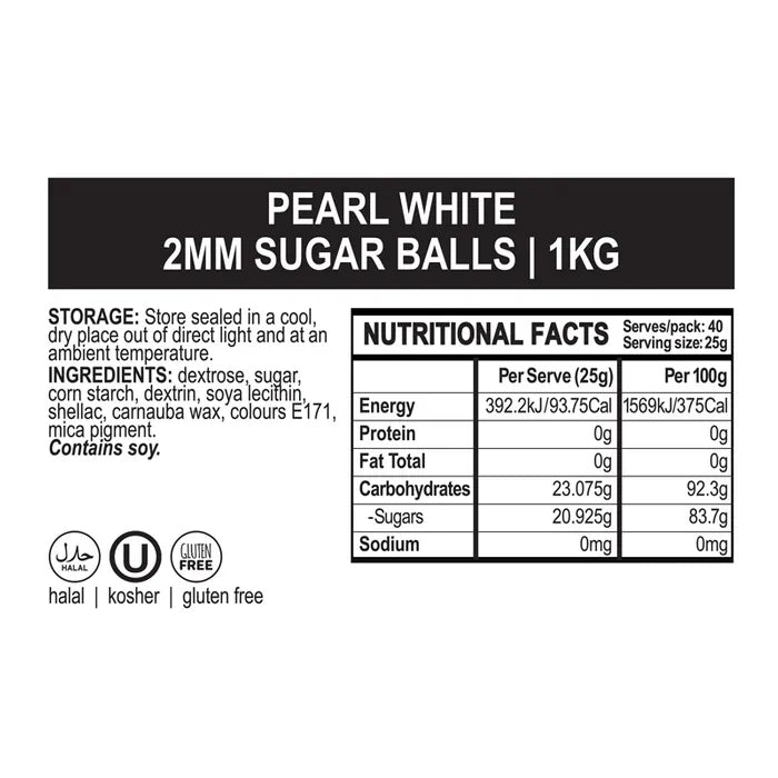 Sprink'd | Pearl White Nonpareils 2mm Sprinkles | 500g