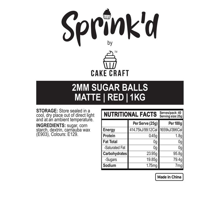 SPRINK'D | SUGAR BALLS | RED | 2MM | 500G
