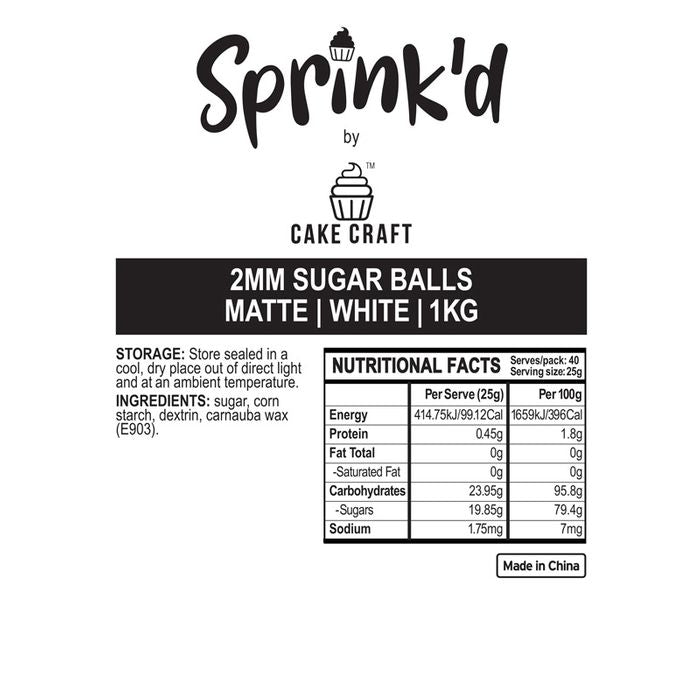 SPRINK'D | SUGAR BALLS | WHITE | 2MM | 500G