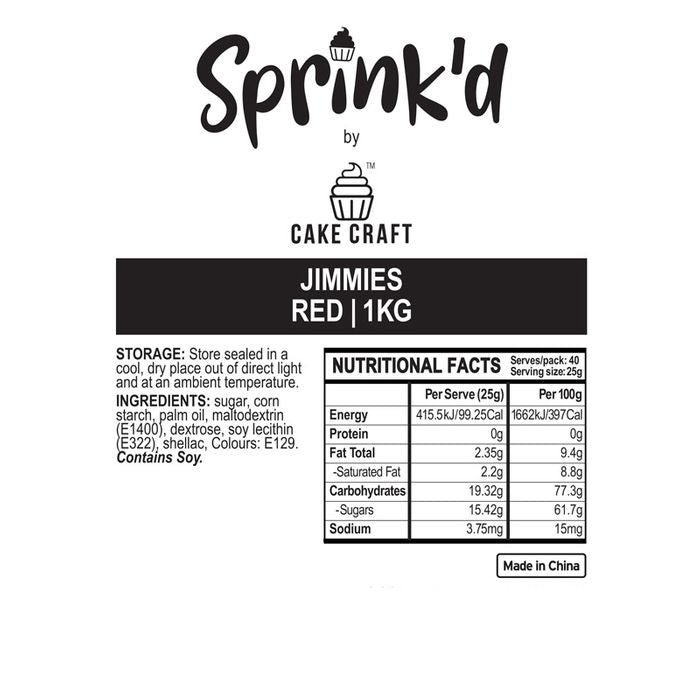 Sprink'd | Jimmies | Red | 500G