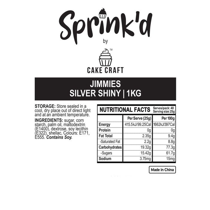 BULK Sprinkd Silver Jimmies Sprinkles 1kg