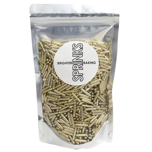 BULK Sprinks Metallic Vintage Gold Rods Sprinkles 500g