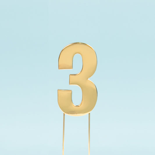 BOLD Cake Topper (7cm) - GOLD NUMBER 3