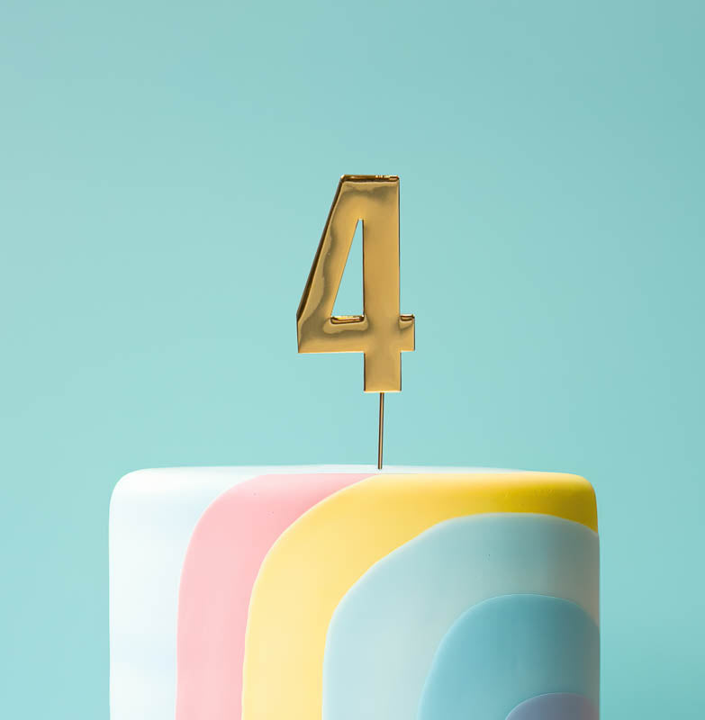 BOLD Cake Topper (7cm) - GOLD NUMBER 4