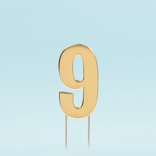 BOLD Cake Topper (7cm) - GOLD NUMBER 9