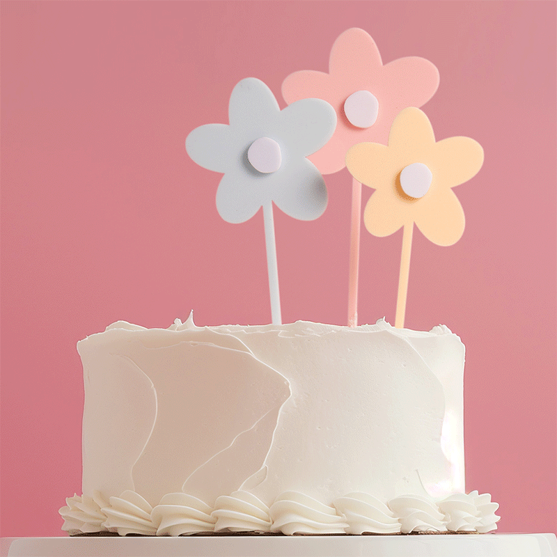 Milkshake Happy Birthday Pastel Pink Strawberry Cake Topper