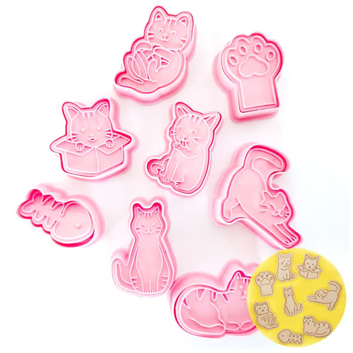 Cats Cookie Cutter Embosser 8pcs