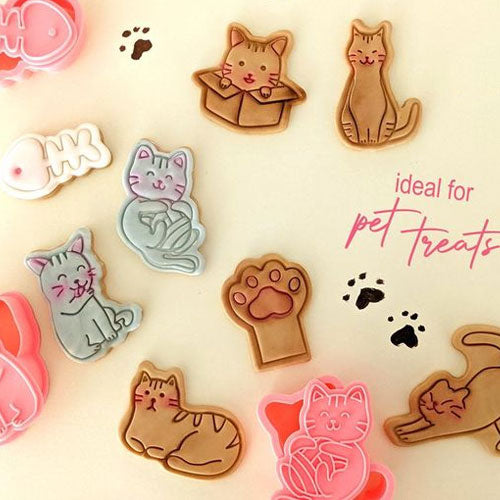 Cats Cookie Cutter Embosser 8pcs