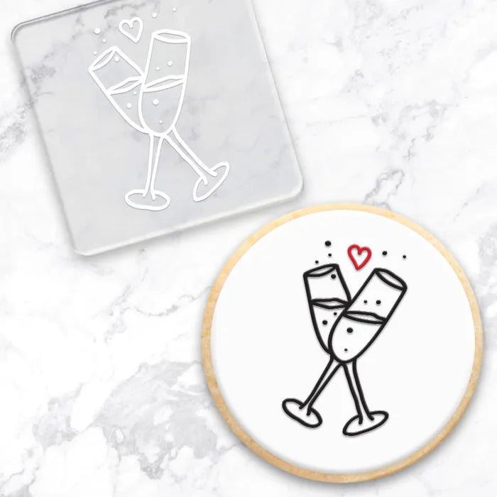 Champagne/Wine Glasses | Cookie Debosser Stamp
