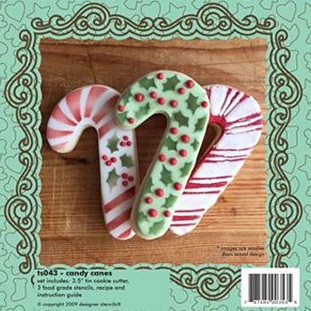 Christmas Candy Cane Cookie Cutter & stencil Set
