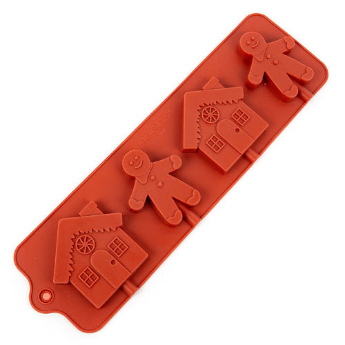 Christmas Gingerbread Man & House Silicone Mould