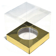 Clear Cupcake Boxes w Gold Insert 24pcs