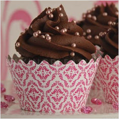 Damask Magenta Reusable Cupcake Wrappers 12pcs