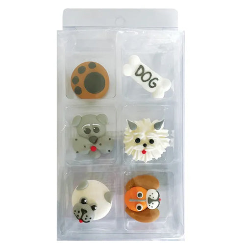 Edible Cupcake Toppers Decorations Dogs 6pcs