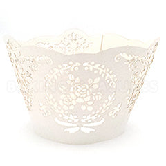 Elaine Pearl Antique White Lace Cupcake Wrappers 12pcs