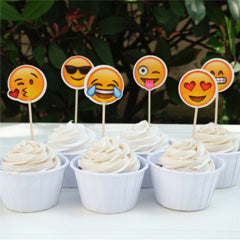 Emoji Paper Cupcake Picks 24pcs