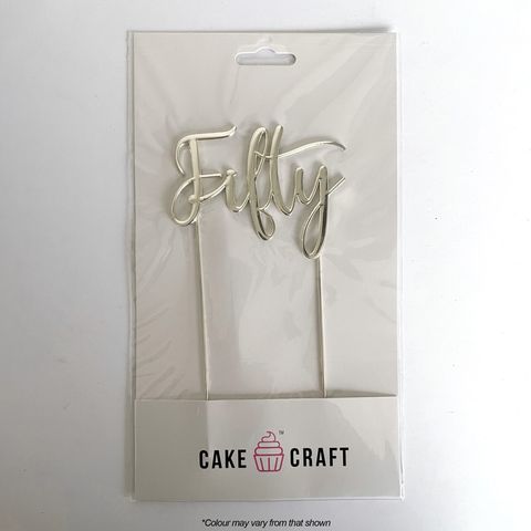 CAKE CRAFT | METAL TOPPER | FIFTY NUMBER 50 | SILVER
