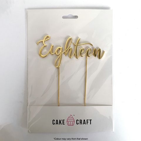 CAKE CRAFT | METAL TOPPER | EIGHTEEN NUMBER 18 | GOLD | 12CM