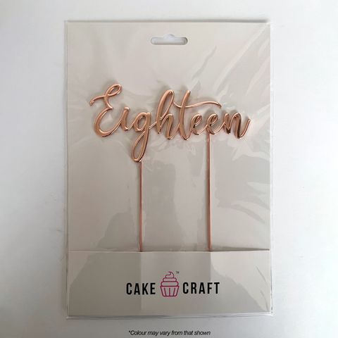 CAKE CRAFT | METAL TOPPER | EIGHTEEN NUMBER 18 | ROSE GOLD | 12CM