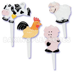 Farm Animals Cupcake Picks 12pcs