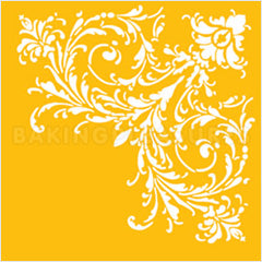 Feathered Scroll Corner Stencil