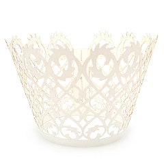 Filigree Pearl White Lace Cupcake Wrappers 12pcs