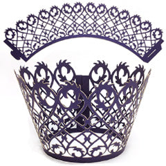Filigree Pearl Dark Purple Lace Cupcake Wrappers 12pcs