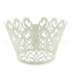 Filigree Pearl Light Silver Lace Cupcake Wrappers 12pcs